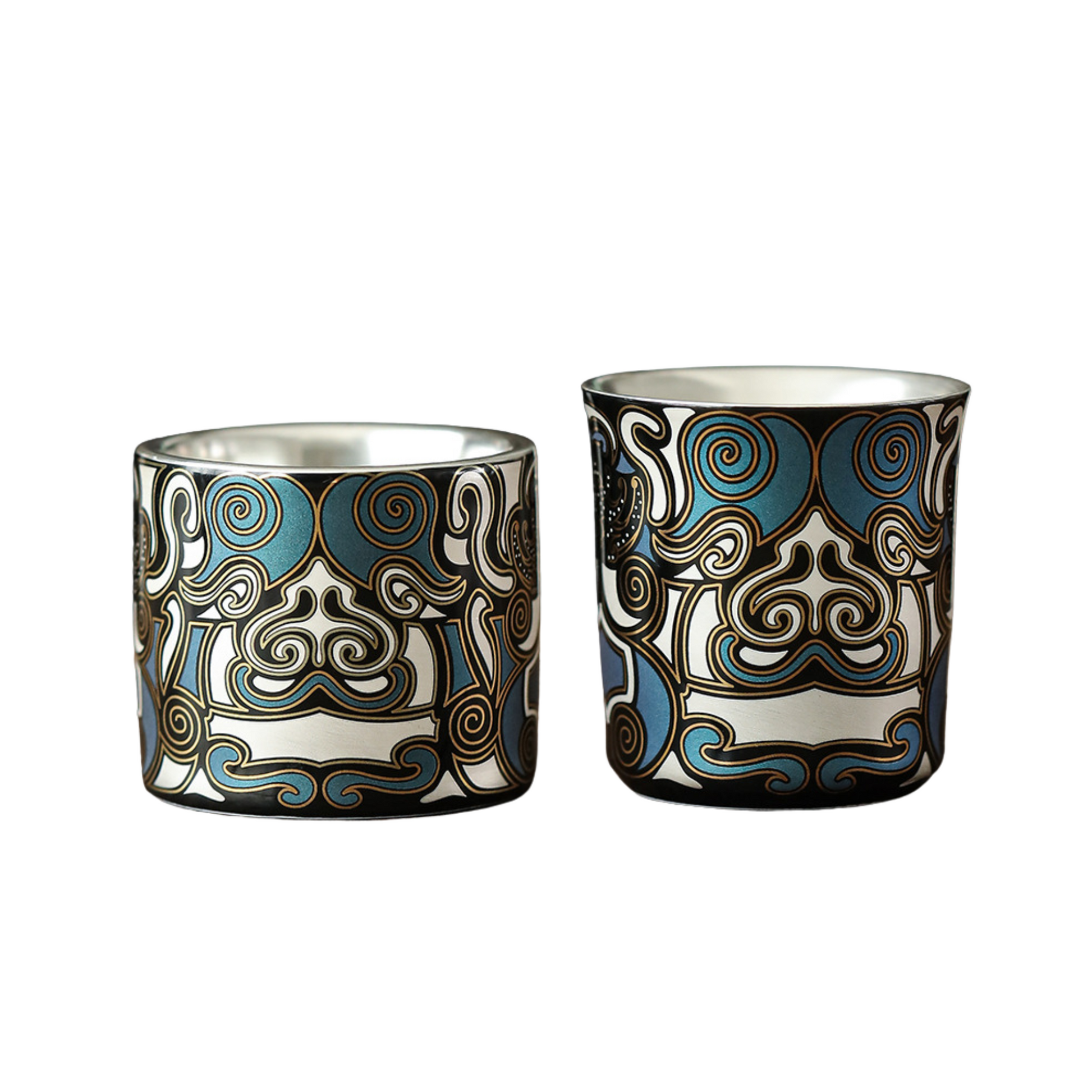 Gold-and-Silver-Inlay-Ceramic-Cup-Gluttonous-Beast-set-silver