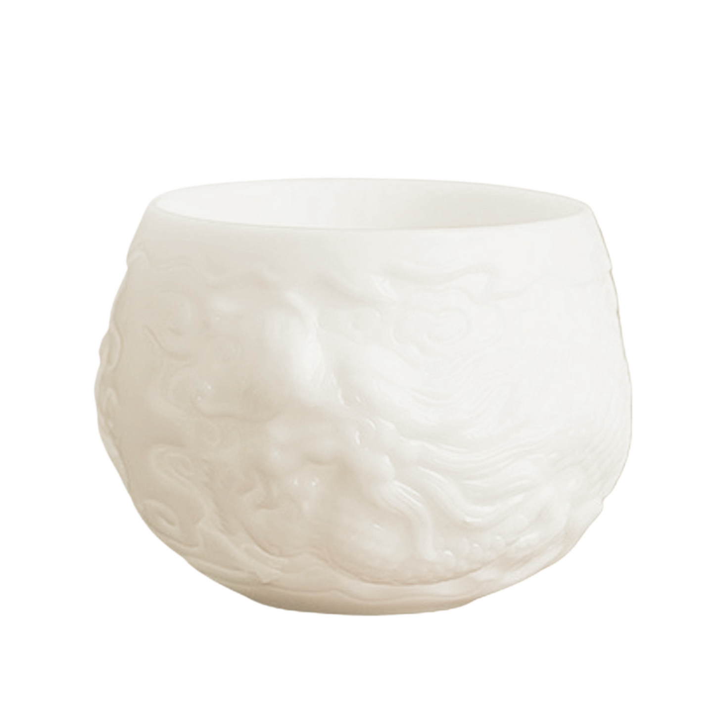 High-End-Mutton-Fat-Jade-Porcelain-Cup-with-Dragon-&-Phoenix-Relief
