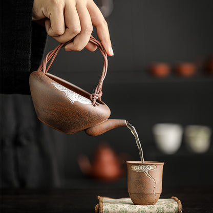 Silver-Detailing Lidless Pot with Braid Handle