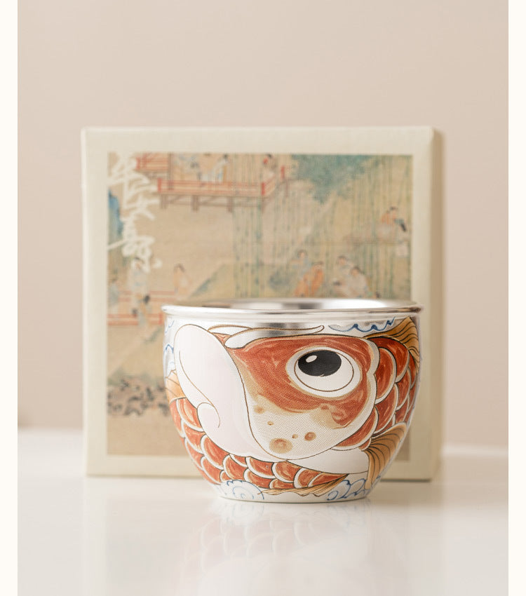 Silver-Gilt Ceramic Cup with Gift Box Ukiyo-e