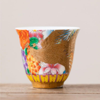 Porcelain-Cups-with-Gold-Detailing-of-Imperial-Phoenix