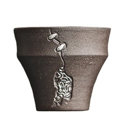 Silver-Detailing Pottery Mini Cups Pins - Set of 6