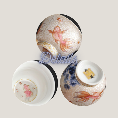 Silver Enamel Ceramic Cup with Gift Box Shuimo Flora Fauna