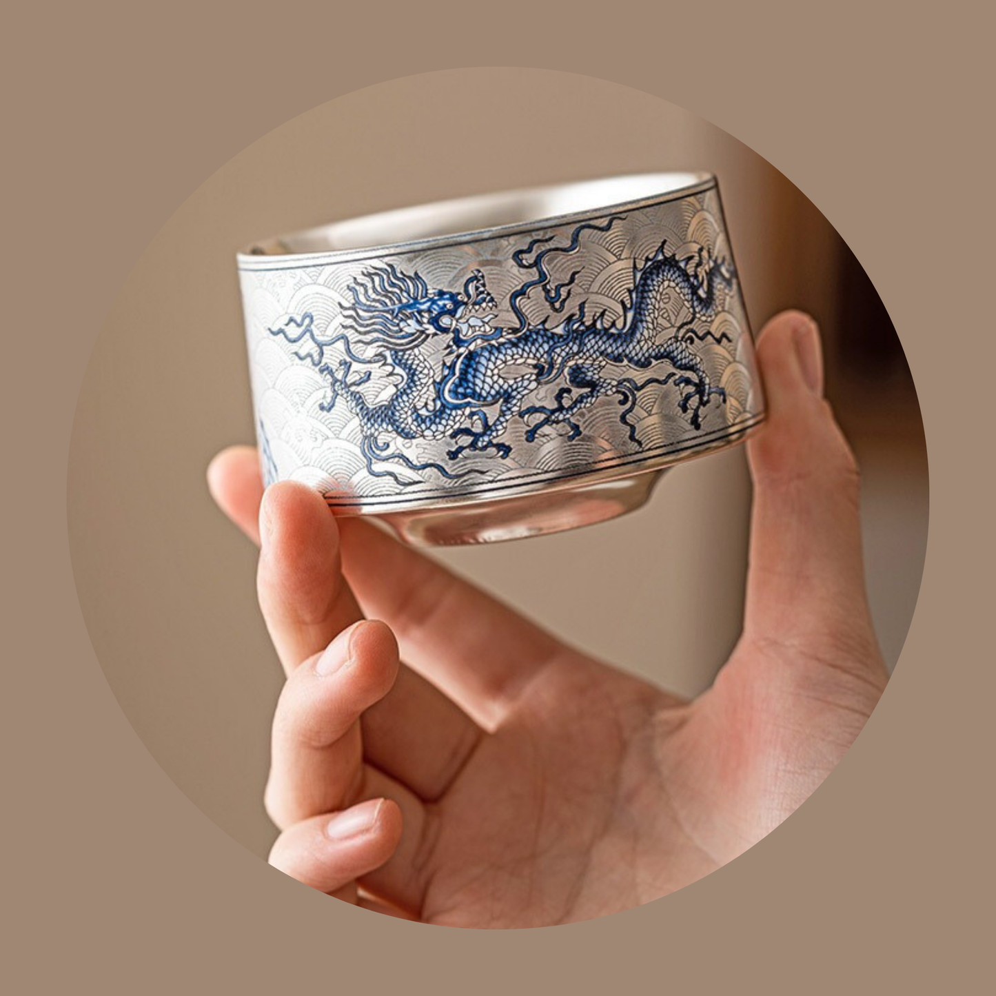 Silver-Gilt-Ceramic-Bowl-with-Gift-Box-Ocean-Dragon-&-Clouds-front