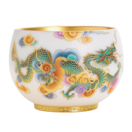 aureatoir.com-Gold-Plating-Mutton-Fat-Jade-Ceramic-Cup:-Dragon-&-Phoenix-Set-of-2-main