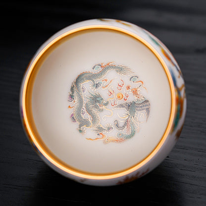 aureatoir.com-Gold-Plating-Mutton-Fat-Jade-Ceramic-Cup:-Dragon-&-Phoenix-top-view