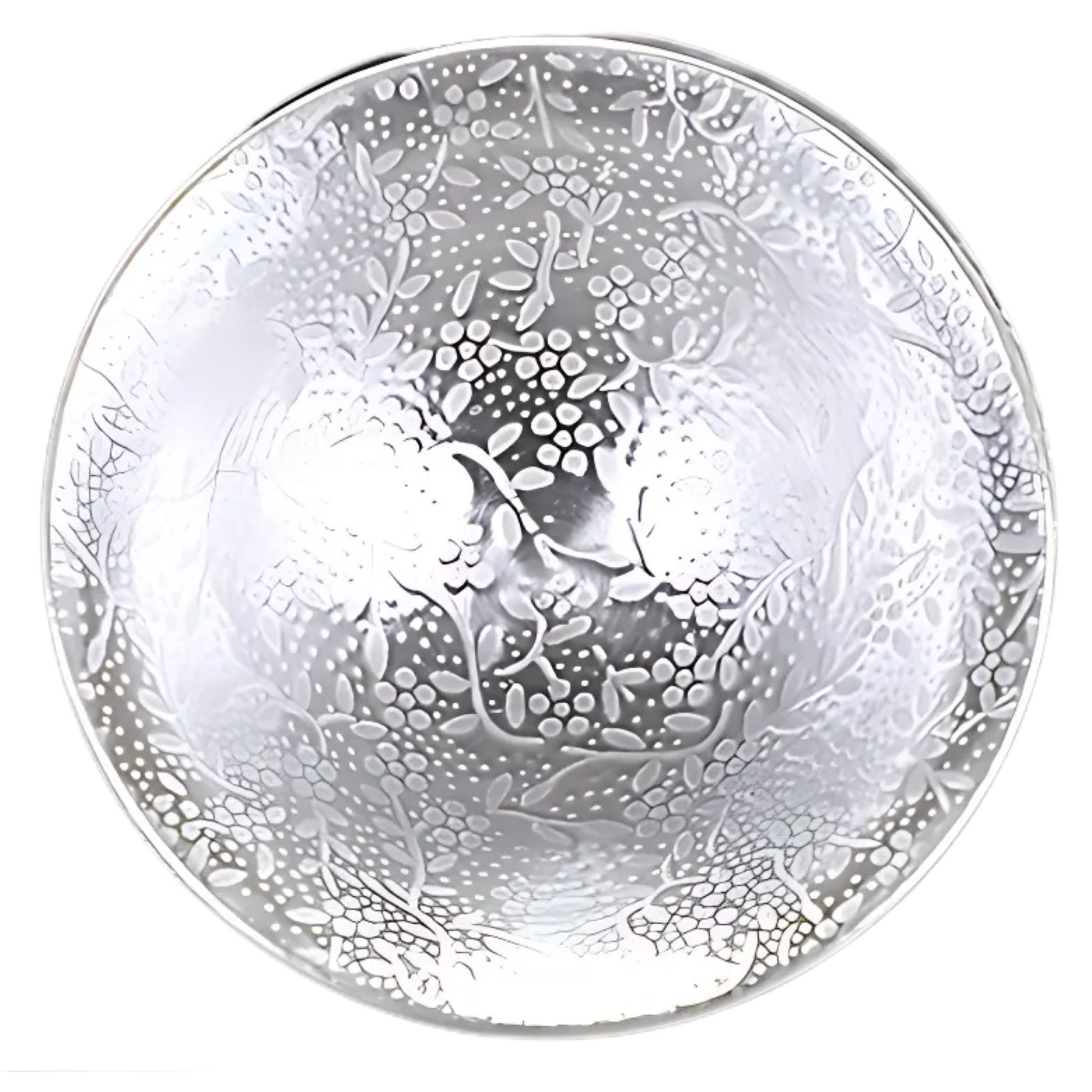 aureatoir.com-Silver-Gilt-Ceramic-Saucer-Bubble-Patterns-floral-top-view