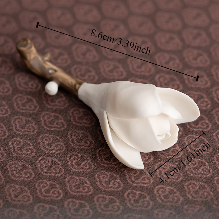 Ceramic Magnolia Stick Incense Holder 1