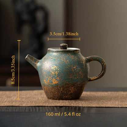 Golden-Azur Aureated Kiln Trans Compact Teapot with its dimensions 160 ml 5.4 fl oz 3.5x8.5 cm 1.4"3.4"