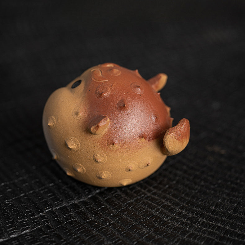 Back side view of the Purple-Sand Mud Puffer Fish Incense Holder