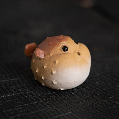 Front Side View of the Purple-Sand Mud Puffer Fish Incense Holder