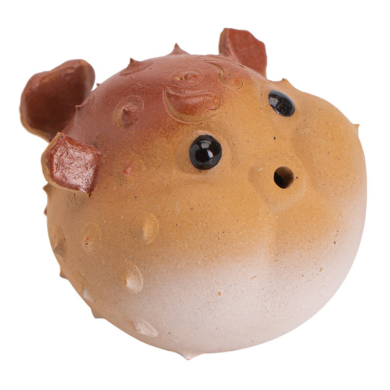 Purple-Sand Mud Puffer Fish Incense Holder on a white background