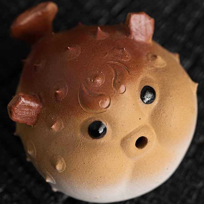 Top View of the Purple-Sand Mud Puffer Fish Incense Holder