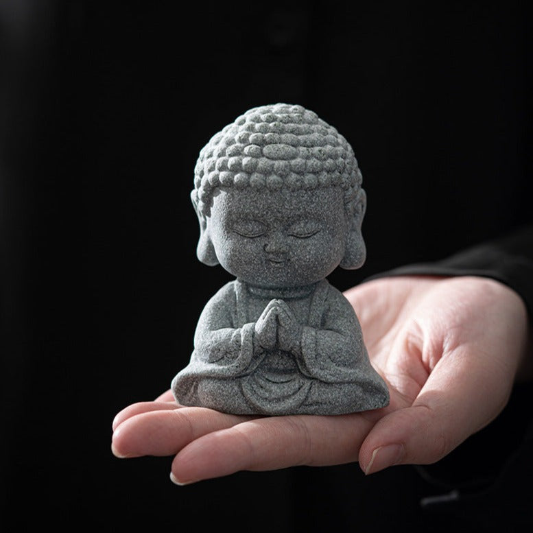 Sandstone Buddha Decor Incense Holder on One Hand