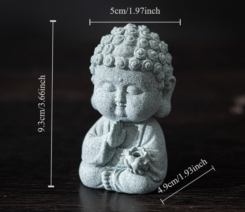 Sandstone Buddha Decor Incense Holder Praying Buddha 9*5 cm 3.6"*2"